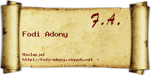 Fodi Adony névjegykártya